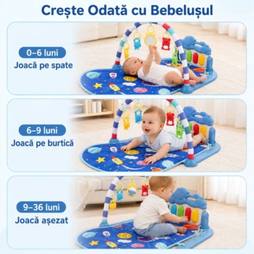 Salteluță de Joacă cu Pian și Jucării pentru Bebeluși