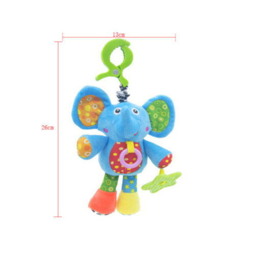 Jucărie senzorială elefănțel de agățat cu sunete și vibrații