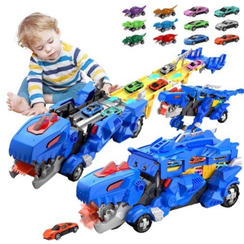 Transportator Dinozaur 2 în 1 cu Pistă (culoare aleatorie)