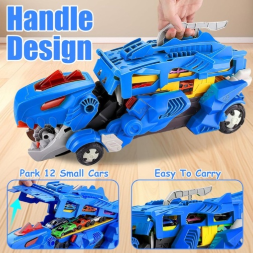 Transportator Dinozaur 2 în 1 cu Pistă (culoare aleatorie)