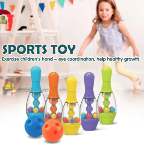 Set Bowling Colorat cu 10 Popice și 2 Bile – Jucărie Interactivă pentru Copii
