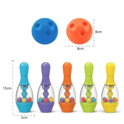 Set Bowling Colorat cu 10 Popice și 2 Bile – Jucărie Interactivă pentru Copii
