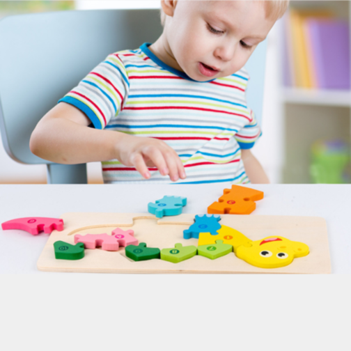 Puzzle Dinozaur din Lemn - Învață și Potrivește cu Cifre Colorate