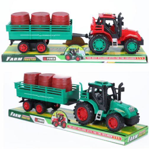 Tractor cu Remorcă și Butoaie pentru Fermă (culoare