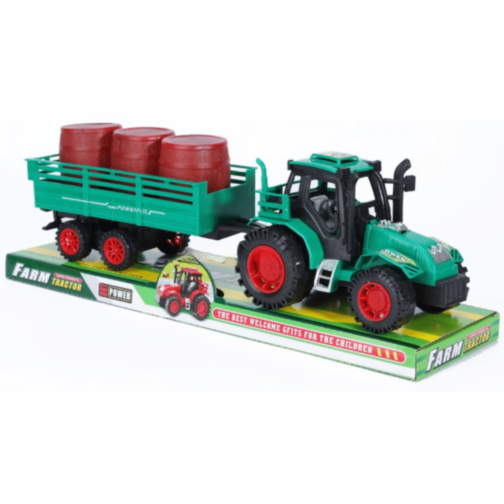 Tractor cu Remorcă și Butoaie pentru Fermă (culoare