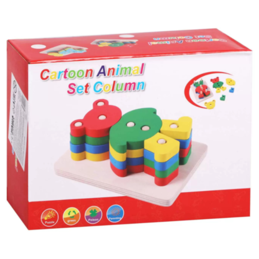 Puzzle din Lemn Montessori – Asamblează Ursulețul Colorat