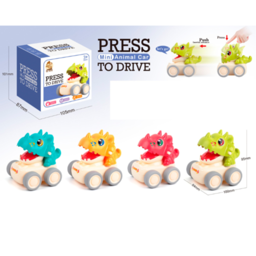 Mașinuță Dinozaur cu Funcție Press & Go (culoare aleatorie)