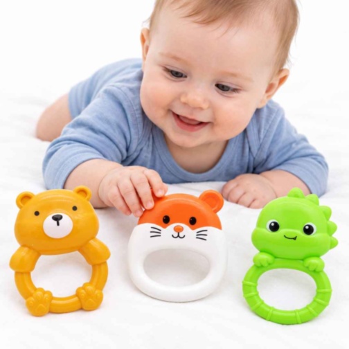 Set de 3 zornăitoare pentru bebeluși cu animăluțe