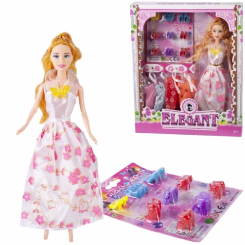 Barbie cu 5 Ținute și 9 Perechi Pantofi